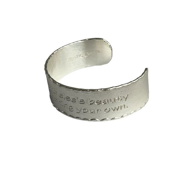 Rustic Cuff Inspirational quote Textured Stainless Cuff Bracelet NWOT - Picture 3 of 4